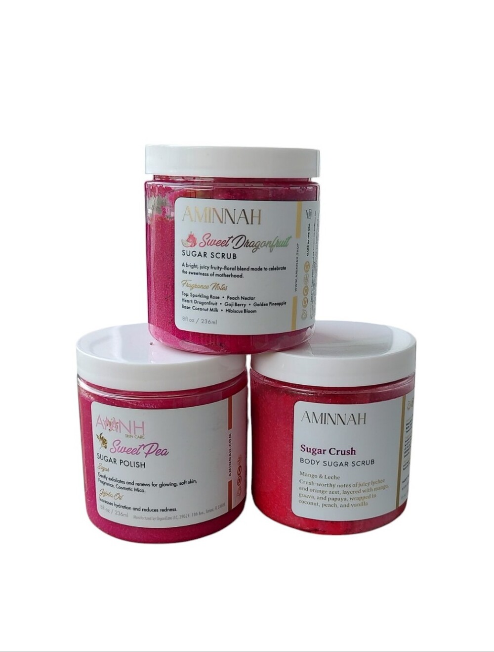 AMINNAH Pink Sugar Scrub Trio
